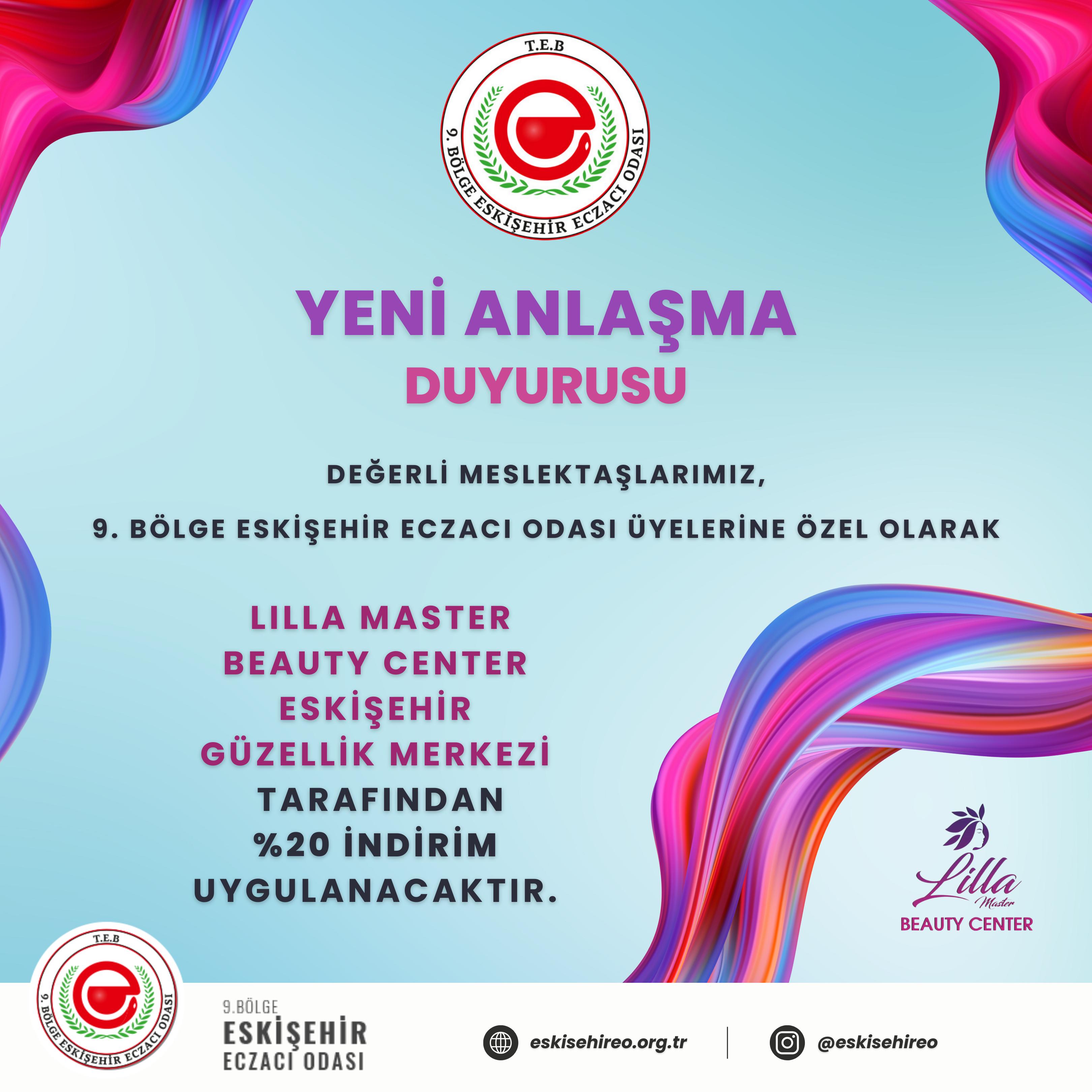 ODAMIZ VE LİLLA MASTER BEAUTY CENTER ESKİŞEHİR GÜZELLİK MERKEZİ ARASINDA YAPILAN ANLAŞMA HAKKINDA